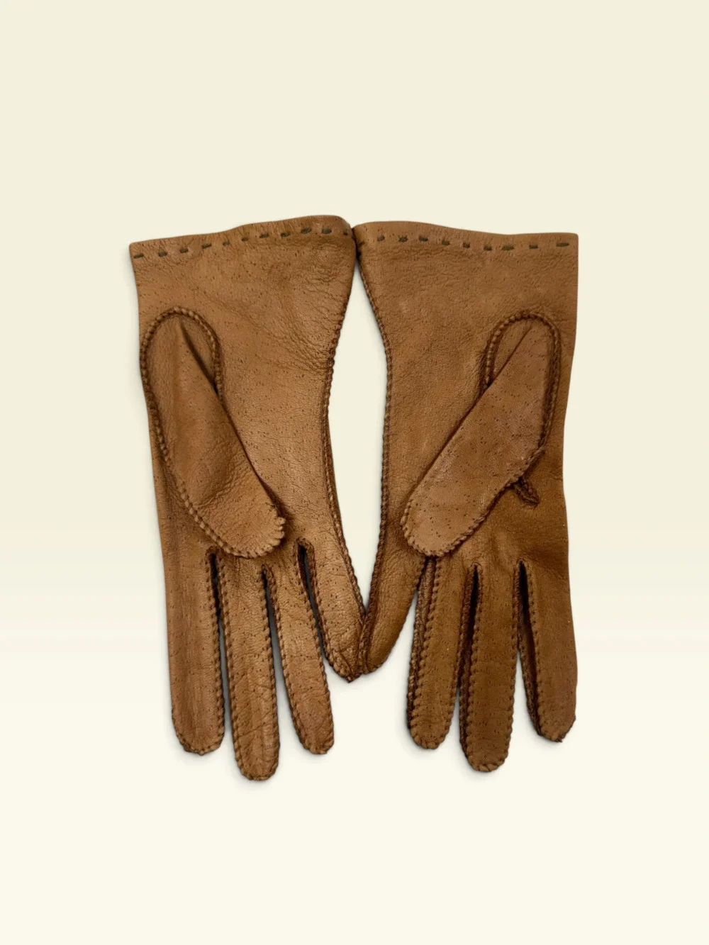 Vintage Women’s Soft Brown Leather Gloves Size 6½ Hand-Stitched Unworn